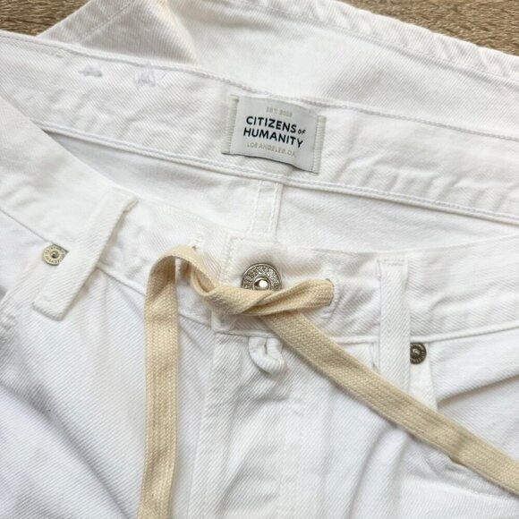 New Citizens of Humanity Brynn Drawstring Jean Shorts in Fresco White 27 - Picture 7 of 14